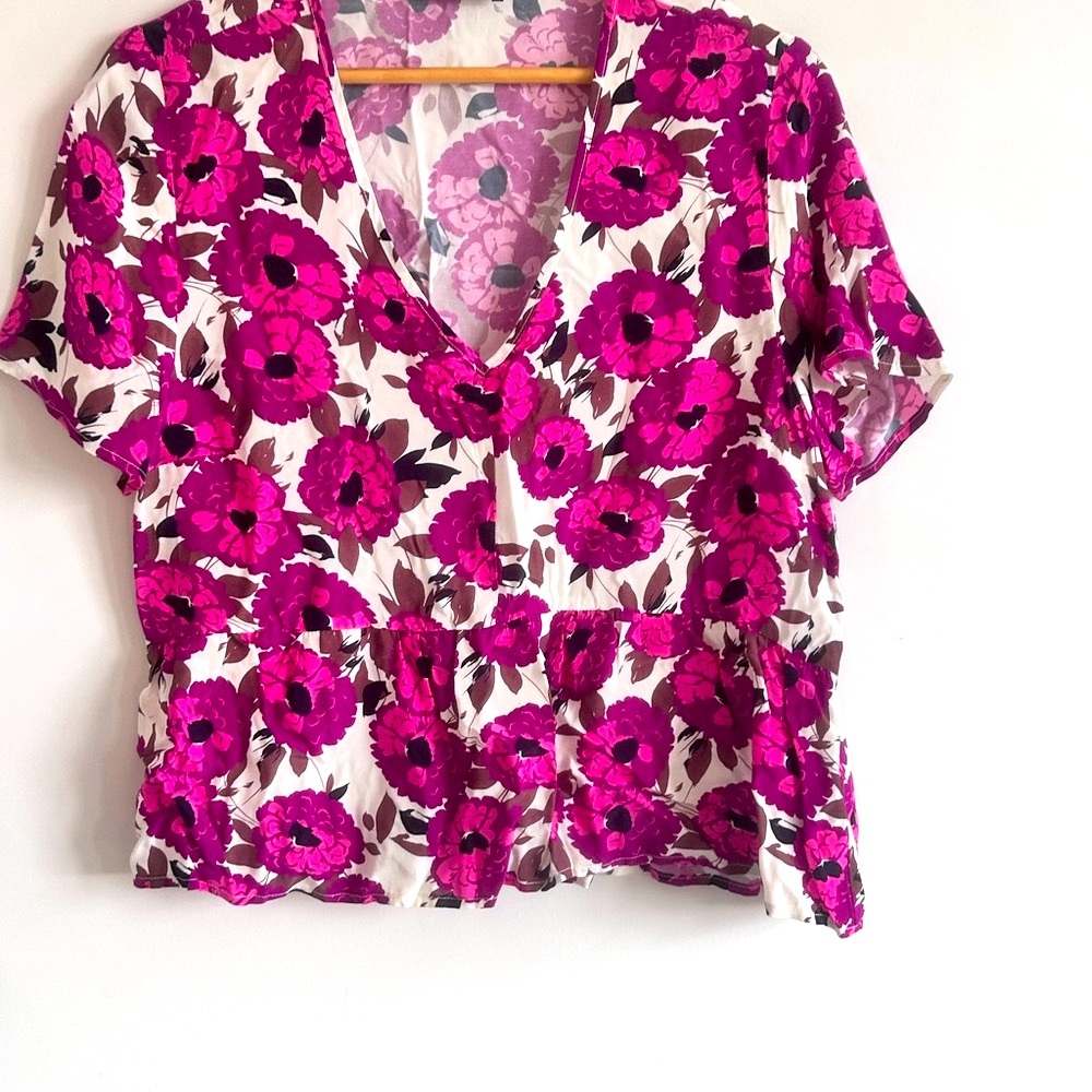 Frank & Oak Pink The Babydoll Top, Size Medium - Picture 7 of 7
